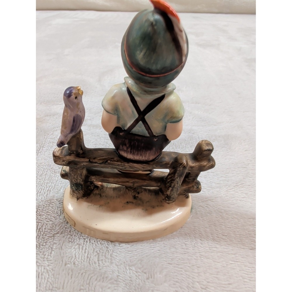 Vintage Ceramic Boy on Fence with Bird Figurine Wayside Harmony Style Decor - Picture 2 of 5